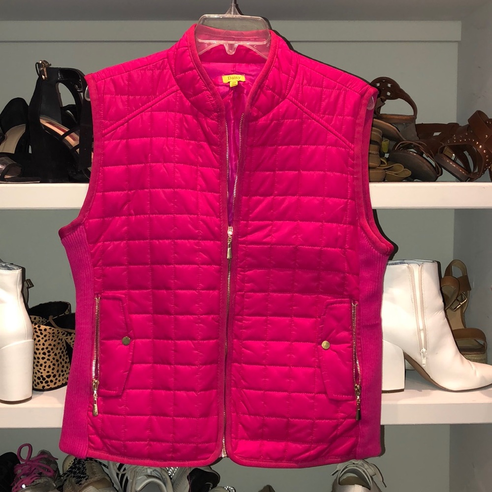 Women’s Pink Quilted Daisy Vest